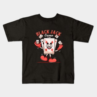 Black jake game, Poker card mascot character playing dice Kids T-Shirt